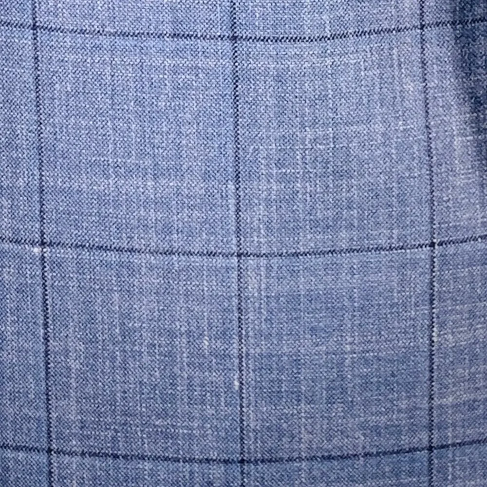 HUGO BOSS Size 40 Blue Black Window Pane Silk Linen Tailored Fit Sport Coat
